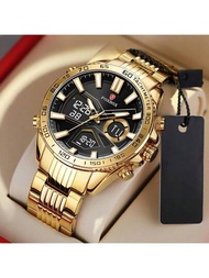 Lige頂級男士手錶,防水運動腕錶,雙顯示時間,男性鐘錶
