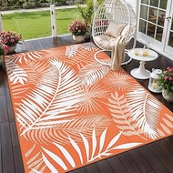 HiiARug Outdoor Rug Plastic Straw Rug Patio Rugs Camping Mat (Orange, 6' x 9')
