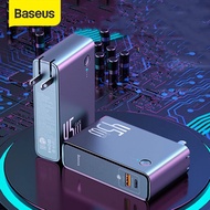 Baseus พาวเวอร์แบงค์ (GaN) 2 in 1 87W 45W 20W ชาร์จเร็ว และที่ชาร์จ C+U 10000mAh 20w Ty-C + USB สีม่วง One