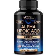 Alpha Lipoic Acid 600mg - ALA Supplement for Nerve, Energy & Metabolism Support - Extra Strength wit