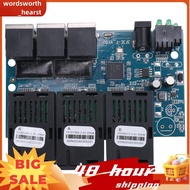 Ethernet Fiber Switch 100M PCBA Board Optic Media Converter 20Km 3 Fiber 3 RJ45 Support RPOE Simplex