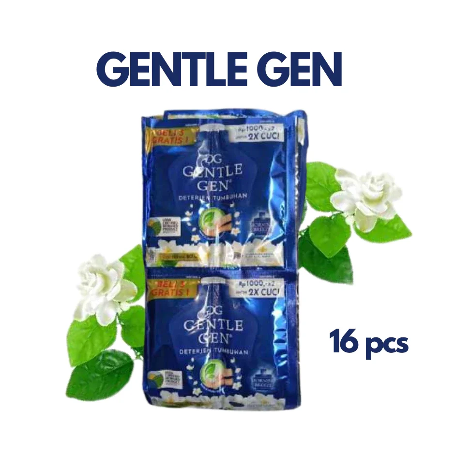 Gentle Gen Detergen Cair Kemasan Twin Pack / Gentle Gen renceng kemasan Sachet isi 14 Sachet Biru Morning Breeze ( ada hadiah emas jika beruntung)