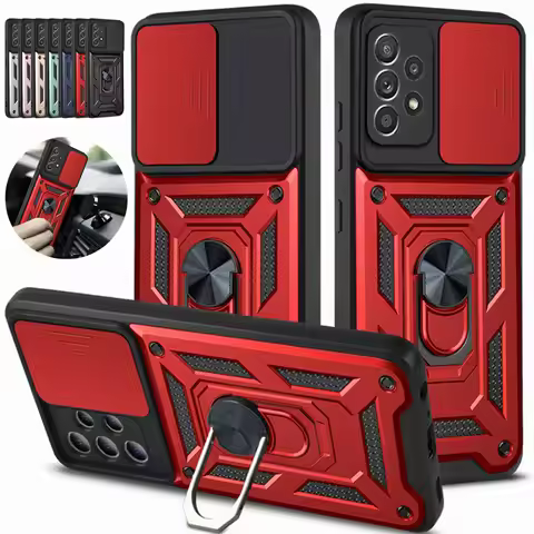 Camera Lens Protection Case For Samsung Galaxy A32 4G Slide Armor Shockproof Magnetic Holder Cover F