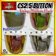 ESPADA CS2 Siang Malam 5 Button Visor For Helmet 3 Button MHR LASER MS88 SGV MAGNUM Iridium Plated C
