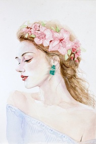 繡球花羊齒葉永生花耳釘