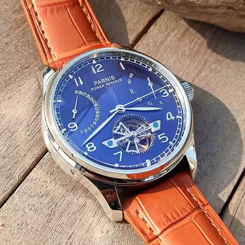 Parnis mechanical watch Seagull ST25 calibre flywheel flyback automatically displays men's business