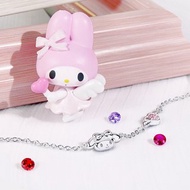 Kuromi & MyMelody邱比特系列-美樂蒂小翅膀誕生石純銀手鍊