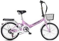 Fashionable Simplicity 7 Speed Folding Bike for Adult Men And Women Teens 20 Inch Mini Lightweight Foldable Bicycle for Student Office Worker Urban Environment (Color : Pink)