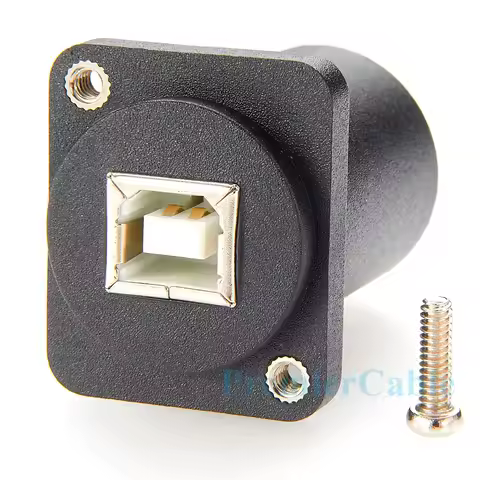 D-Type USB B to A Panel Mount Connector USB 2.0 Female Data Connector Solderless USB Type B to USB 2