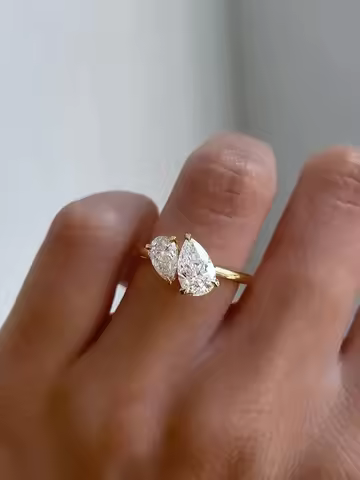 1.5cttw Double Pear Cut Moissanite Diamond Ring for Women Two Stone Toi Et Moi Wedding Bands 925 Sil