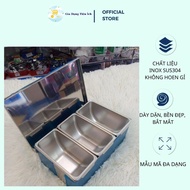 Thick, Convenient, Space-Saving 3-compartment Stainless Steel Topping Tray, Buffet, Ice Cream, Stain