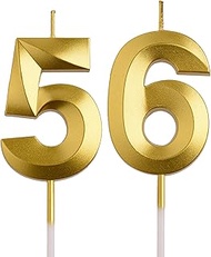 56th 65th Birthday Candles, Gold 65 56 Year Old Number Birthday Candles, Birthday Party Decorations 