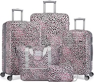 Luggage Sets Multicolor 5515, Leopard Pink, 5 Piece Set (20/24/28/DB/TB), Hardside Expandable Luggage Sets With Tsa Lock Spinner Wheels