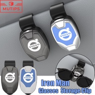 Volvo Car Iron Man Glasses Storage Sun Visor Car Interior Sunglasses Holder For V60 XC60 S60 S80 XC9