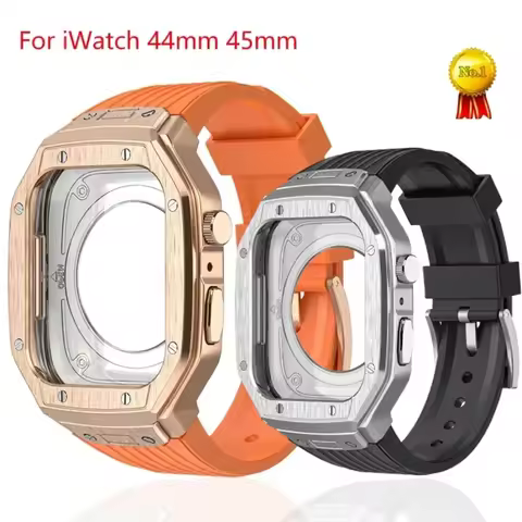 Luxury Metal Case For Apple Watch 9 8 7 45mm Modification Kit For IWatch Series 6 5 4 se 44mm TPU St