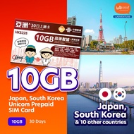 Hello1010 Japan/South Korea Unicom 30 Days Travel Prepaid Sim Card