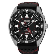 SEIKO SUN049P2 Men's Watch Prospex Land GMT 24-hour Compass Bezel Kinetic 45.6mm Leather Strap Black