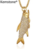 Kemstone สแตนเลส Zircon ทั้งหมด Carp สีดำทองเงินชุบฮิปฮอปเครื่องประดับสำหรับผู้ชายจี้ของผู้ชายสร้อยค