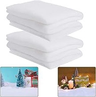 2 Pack Christmas Snow Blankets - 3 x 8 Feet Thickened White Cotton Fluffy Artificial Carpet for Xmas