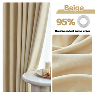 【Ready Stock】95% Langsir Blackout Curtains Sunblock Curtain Langsir Tebal EYELET/RING Type 4-9FT Bla