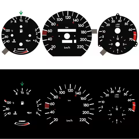 DASH B-I-L EL Glow Gauge for W124 220 KM 7000 RPM with Economy