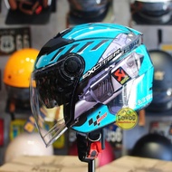 Mũ bảo hiểm 3/4 Royal M268 lên tem Yamaha Exciter xanh ngọc