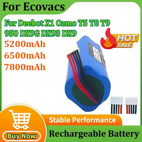 New 14.4V 7800mAh for Ecovacs Deebot X1 Ozmo DX9G DX93 DX96 DLX11-54 T5 T8 T9 950 Robot Vacuum Clean