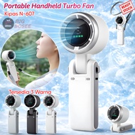 BB7 - Mini Turbo Fan N607 5-Speed Handled Fan Strong Wind LED Display Portable Mini USB Fan