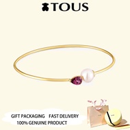TOUS  Gold Plated Bangle with rhodolite and pearl Ivette Valentine's Day Anniversary Jewelry