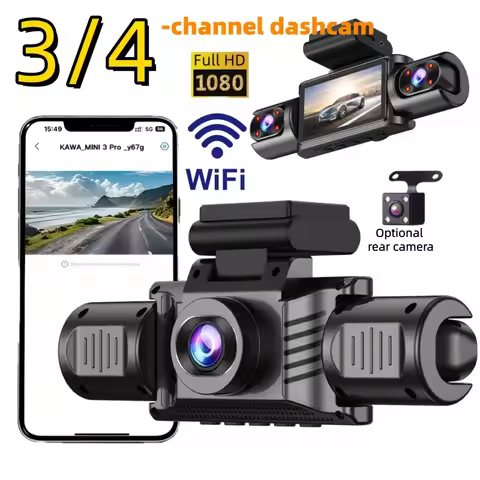 3/4 Channel 360° WiFi Dash Cam, 24H Parking Surveillance, Auto Loop Recording & Motion Detection
