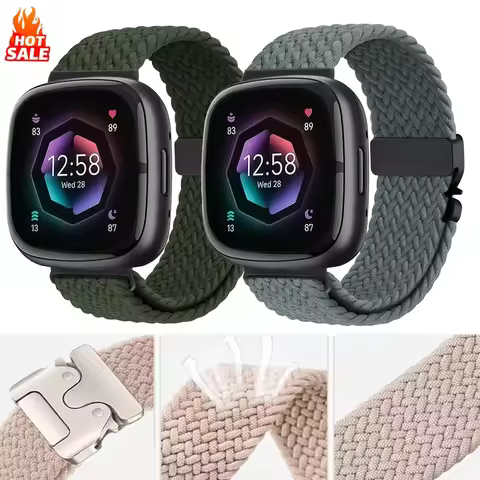 Braided Parachute band for Fitbit Versa 4 3 Sense 2 Strap Accessories replacment nylon belt Bracelet
