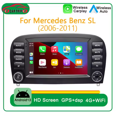 Android 13 2 Din Wireless Carplay Car Radio Multimedia Player MP5 BT5.0 4G FM EQ For Mercedes Benz S