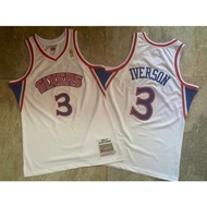 Men's Allen Iverson Jersey Mitchell  Ness 1996-97 Hardwood Classics Jersey White Sports Basketball J