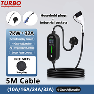 Car Portable EV Charger PHEV Car Charger Adapter 5m/10m 3.5kw/7kw Wallbox Digital UK Socket EU TYPE2