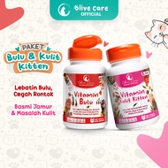 Olive Care Paket Vitamin Kucing BULU RONTOK & MASALAH KULIT KITTEN Jamur Kutu & Pertumbuhan Bulu