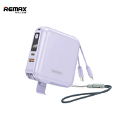 Remax Power bank W1501 Purple Set - ชุดเซ็ตรวมสีม่วง แบตสำรอง Fast Charge มีสายชาร์จ สายคล้อง ถุงผ้า