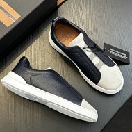 Zegna Men's Leather Flat Outdoor Sports Shoes