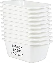 10 Pack White Wash Basins, 7 Quart Rectangular Plastic Tubs for Multipurpose Cleaning & Soaking, 12.