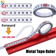 1/2/3M Creative Carbon Steel Tape Woodworking Self-adhesive Metal Tapes Miter Track Metric Scale Rul
