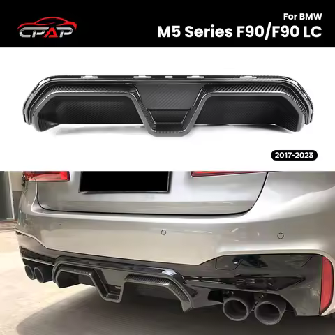 Real Dry Carbon Fiber Rear Diffuser Lip Bumper Splitter For BMW M5 F90/F90 LCI CS Style 2017-2023 Wi