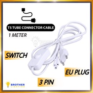 LED T5 Connector 2 Pin EU Plug Cable Tube Light 3-Pin Cord Wire Wayar Lampu Siling Hiasan Akuarium K