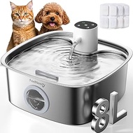 Cordless 2.1Gal/270oz/8L Stainless Steel Dog Water Fountain, Battery Operated Pet Water Dispenser wi
