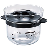 HARIO Glass Rice Cooker for 1-2 cups, Microwave, Black, Made in Japan, Gift