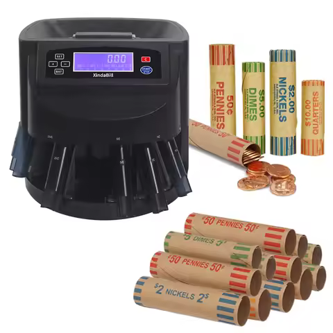 Xindabill XD-9005 Professional Coin Counter Machine Automatic Coin Sorter and Wrapper/Roller Equipme