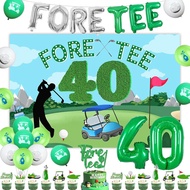 Kreatwow Golf 40th Birthday Decorations Green 40th Birthday Decorations for Men Fore Tee Backdrop Ba