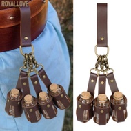 Royal Potion Bottle with Leather Holder Halloween Wizard Potion Glass Holder with Cork Stoppers Witc