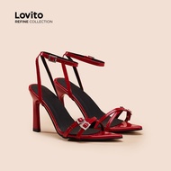 (Lovito Refine) Sexy Plain Metal Buckle Classic One String Bow Tie Style Party Pointed Tipped Refine