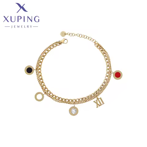 Xuping Jewelry New Arrival Stainless Steel 19cm Fashion Copper Alloy Women's Bracelet with Light Gol