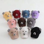 Children's Lamb Fleece Baseball Cap With 3D Cartoon Bear Pattern For Boy And Girls Hats Suitable For