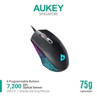 AUKEY GM-F3 RGB Wired Gaming Mouse, 7200 DPI Optical Sensor, Lightweight (24 Months Warranty)